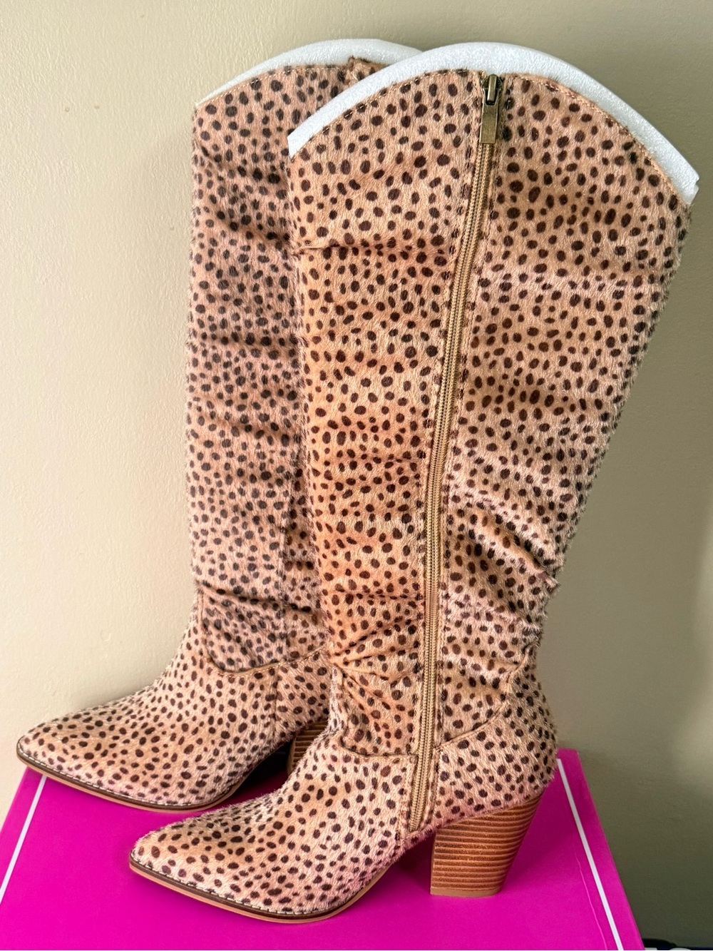 Corkys Cheetah Print Cowgirl Knee High Boots